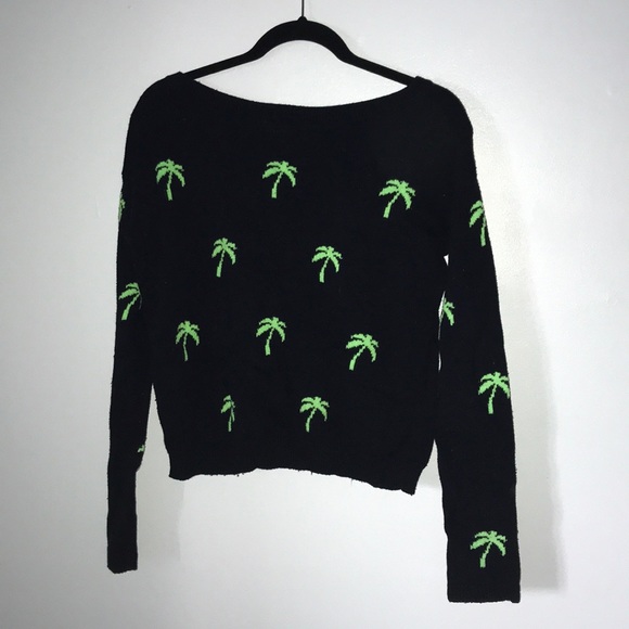 Navy Blue Hollister Sweater with Green Palm Trees! - Picture 2 of 2
